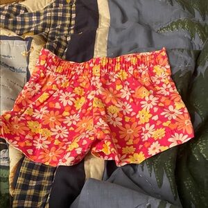 Vibrant Floral Kids Shorts - Pink and Yellow